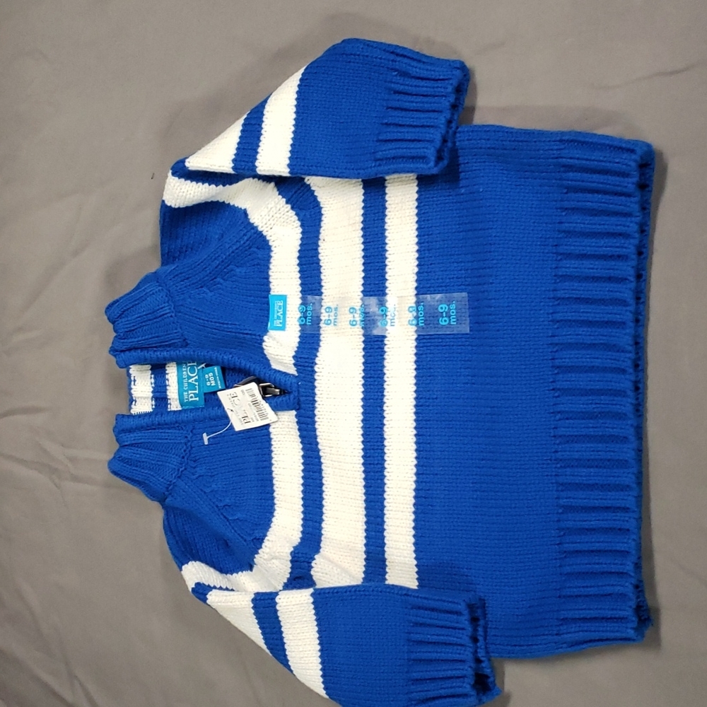 Baby Sweater from The Children's Place. 6-9 Months. New with Tags. Blue w/ white